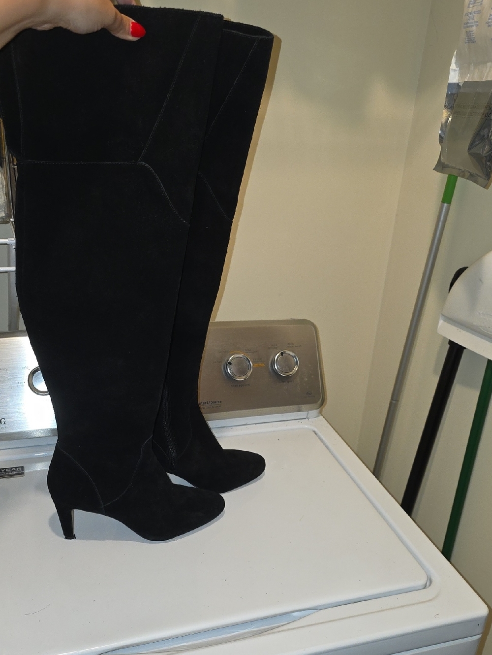 Vince Camuto Black Suede Over-the-Knee Heeled Boots